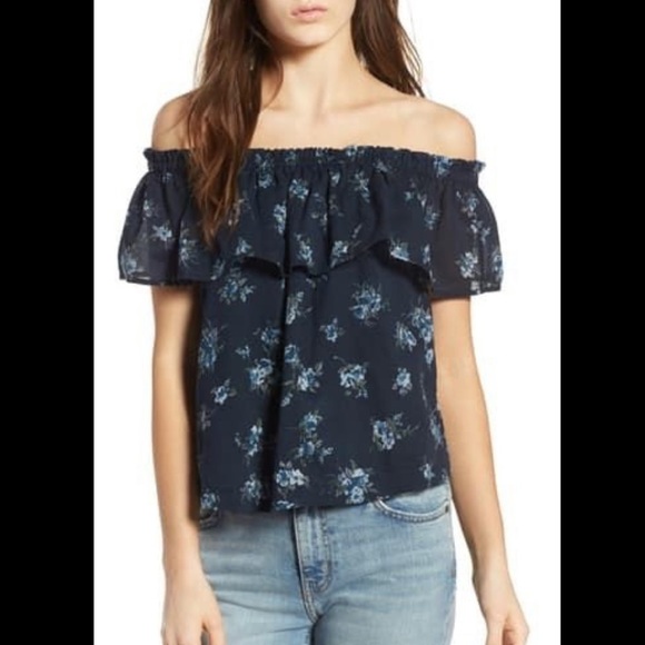 Current/Elliott The Ruffle Off-the-Shoulder Shirt - Picture 1 of 14